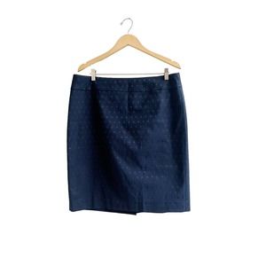 Land’s End Womens Navy Blue Cotton Casual Back Zip Straight Short Skirt Size 16
